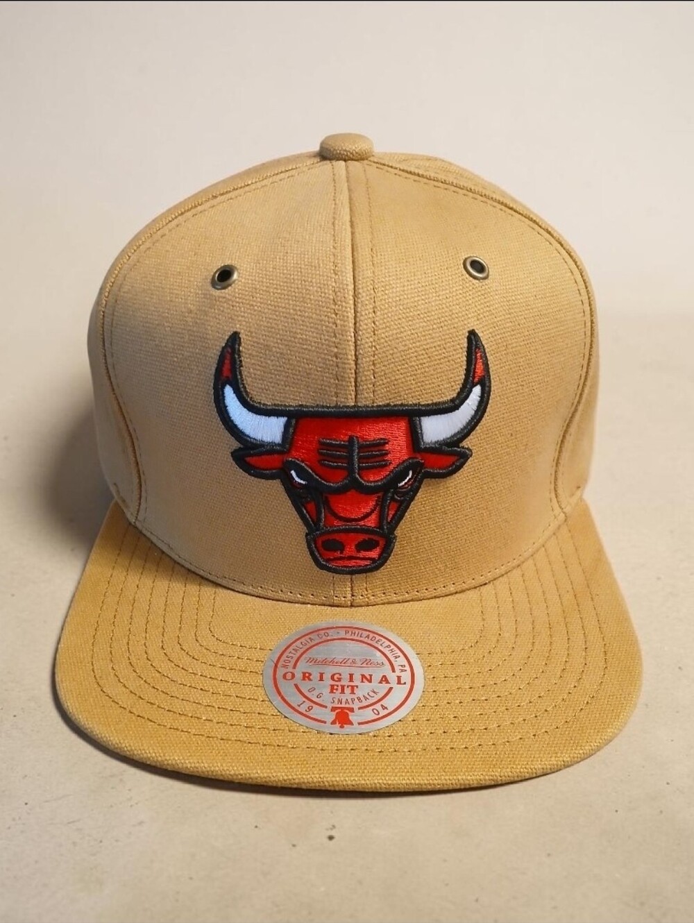 MITCHELL & NESS  CHICAGO BULLS CANVAS TAN BROWN SNAPBACK HAT CAP OS